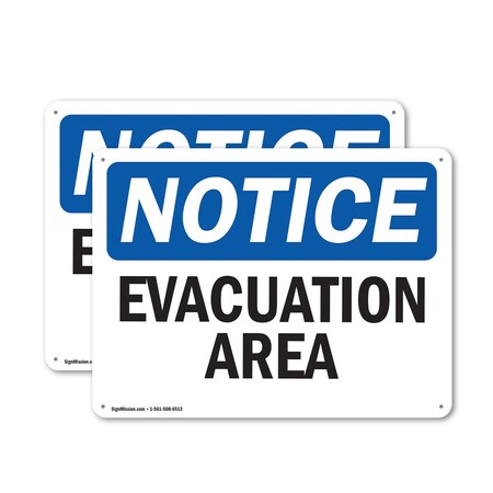 Signmission Evacuation Area, 24 in W x Rectangle, Aluminum OS-2PACK-NS-A-1824-L-12182